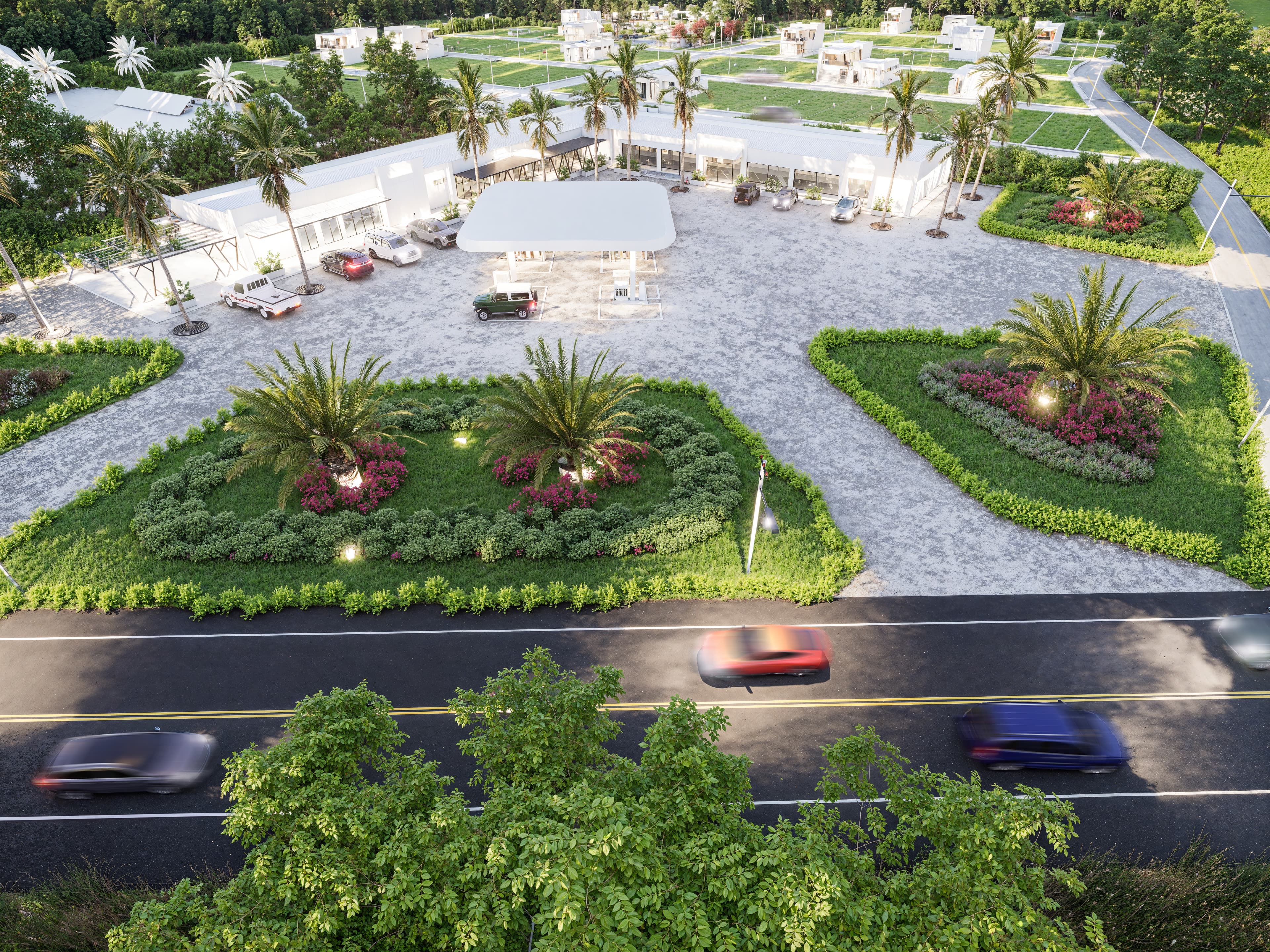 Vista diagonal zona comercial