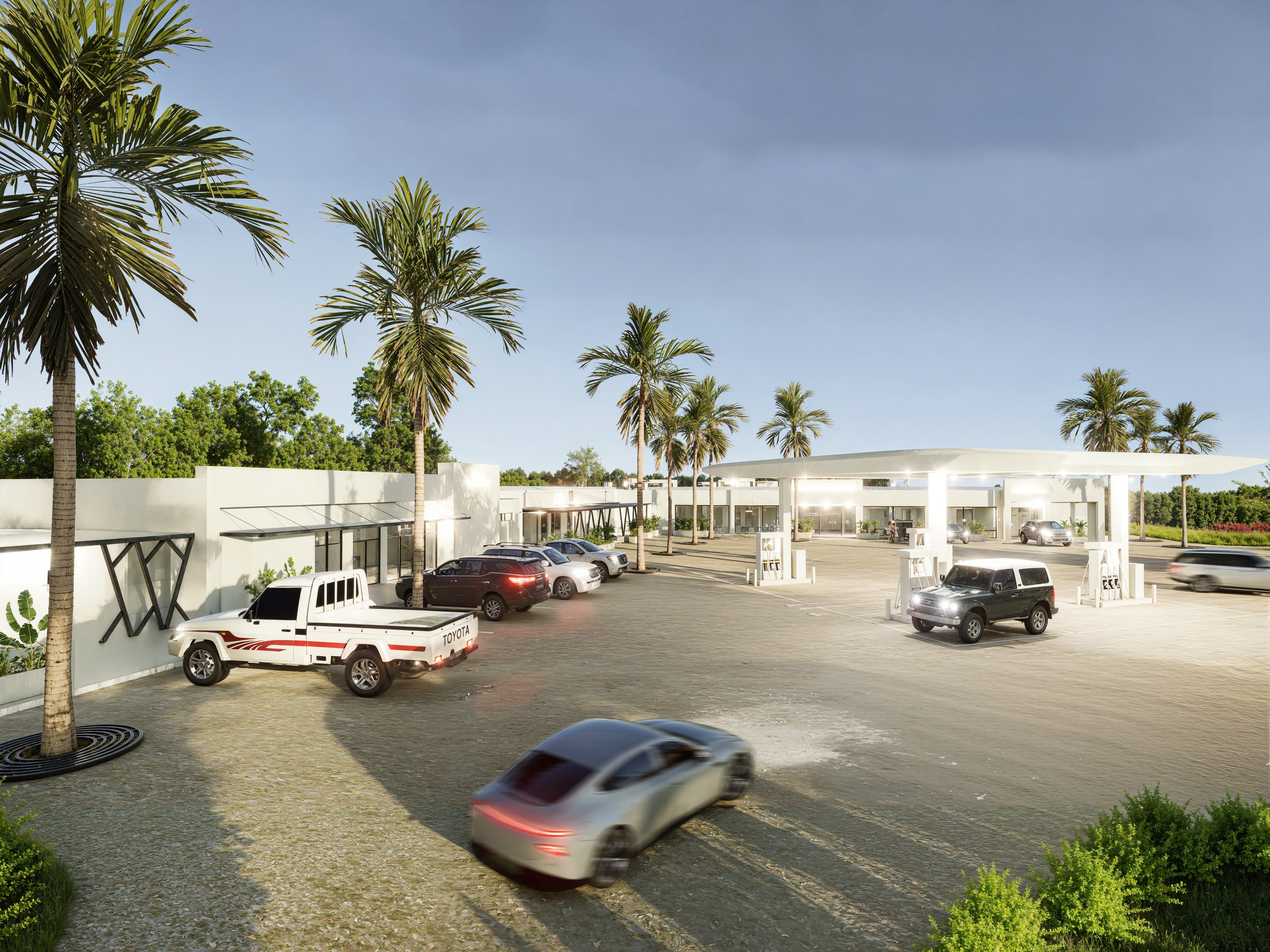 Vista cercana zona comercial