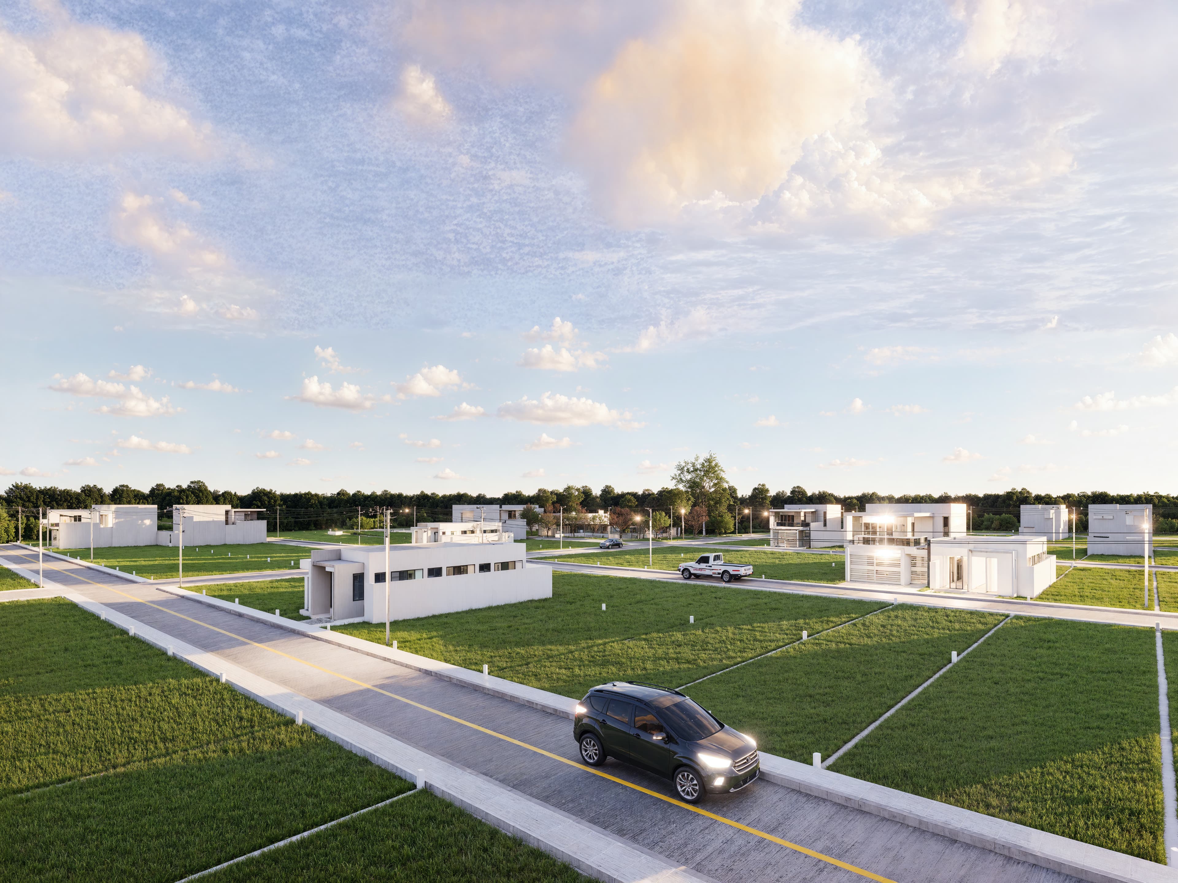 Vista diagonal zona residencial